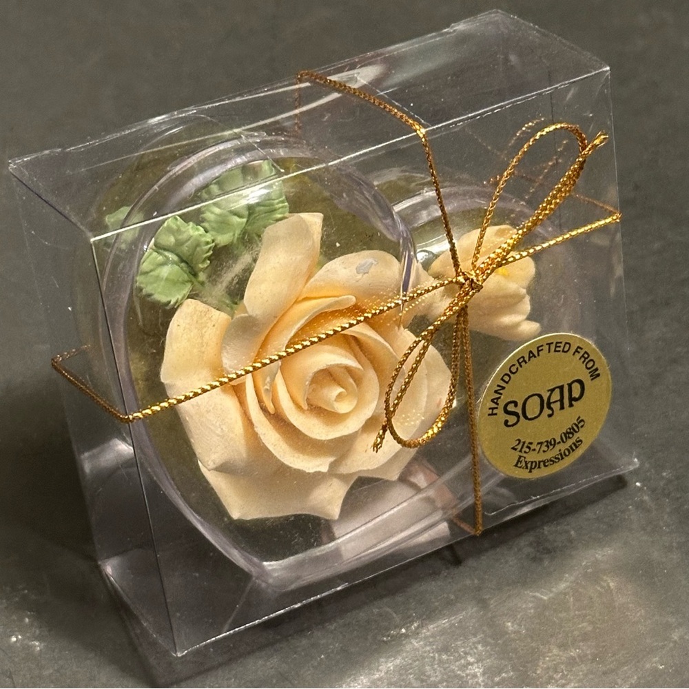 Expressions Hand crafted Decorative Rose Soap with Gold Ribbon